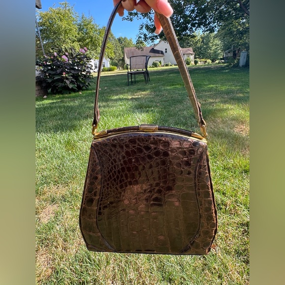50s Vintage Crocodile Handbag - Picture 2 of 14